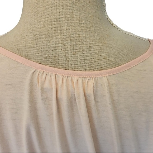 Comme Toi (Anthropologie) Short Sleeve Top with Cut-out Crochet Details in Peach - Picture 10 of 12